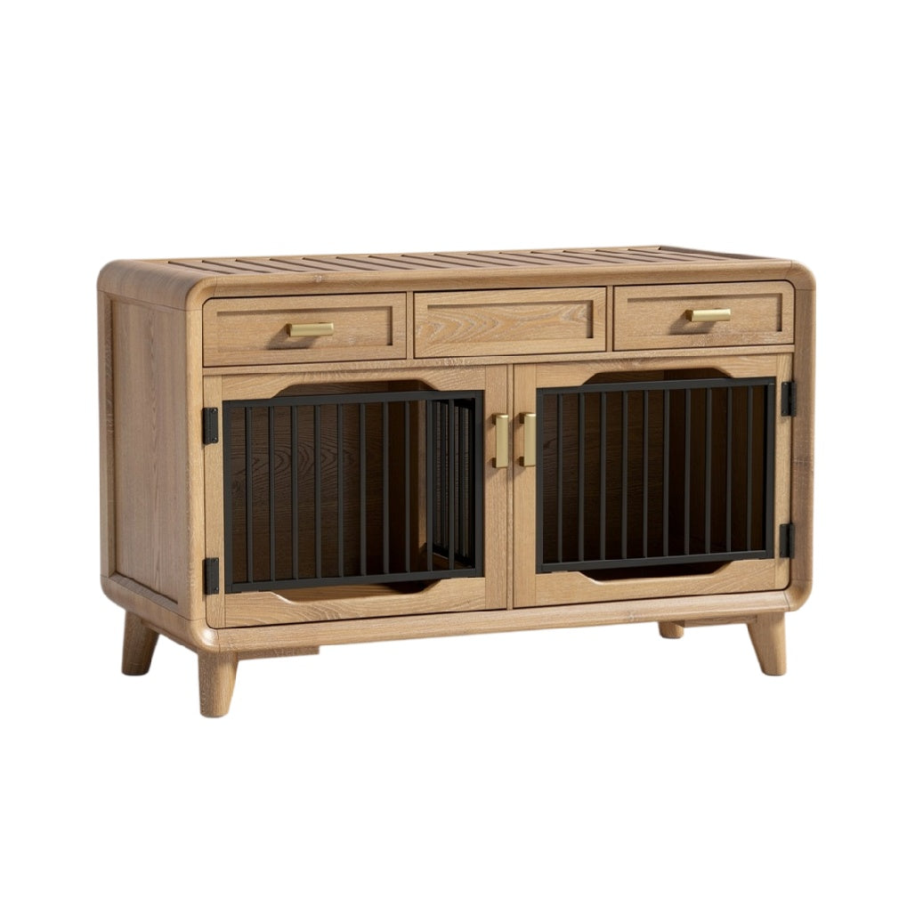 **Meuble en bois avec portes grillagées pour animaux**