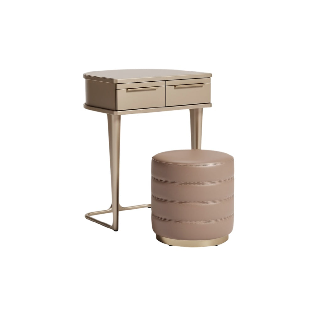 **Table de nuit moderne avec pouf assorti en cuir synthétique**