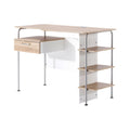 **Bureau moderne en bois avec tiroir et étagères ouvertes**